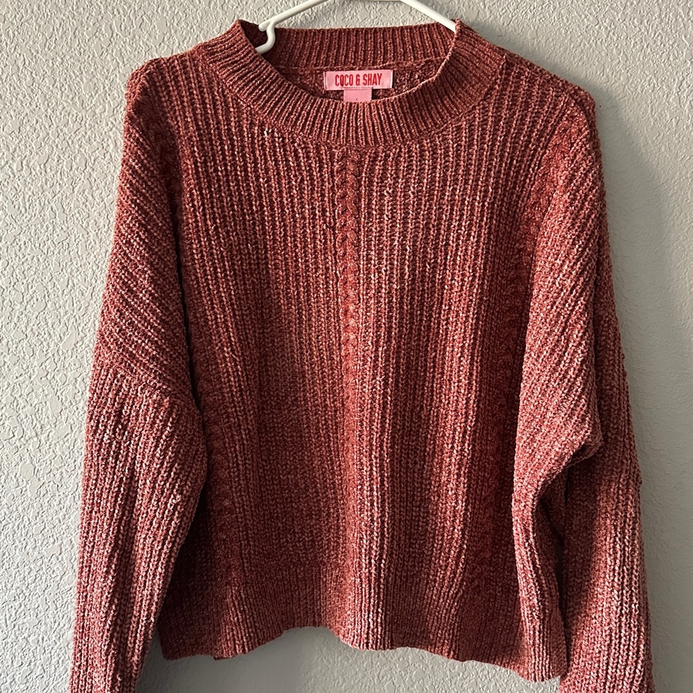 Coco & Shay Women's Brick Red Crew Neck Sweater